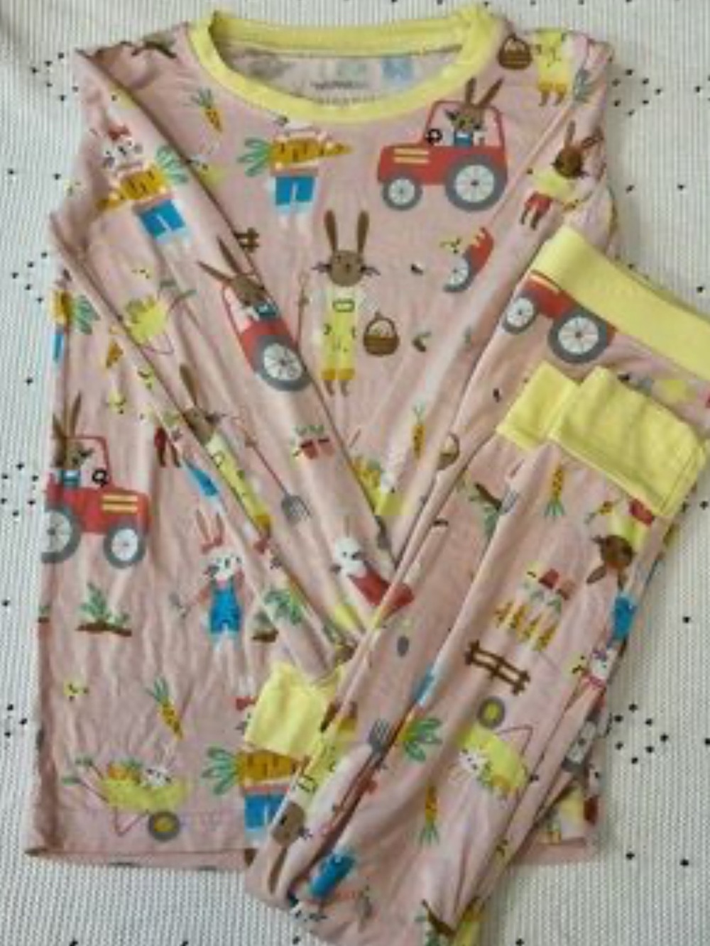 Little sleepies Kids Pink Farm Animal Pajama Set with Yellow Trim size 16